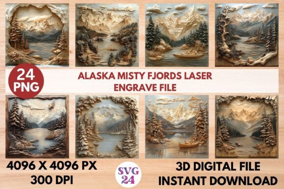 Alaska Misty Fjords Laser Engrave File – A Versatile Design for Creative Projects