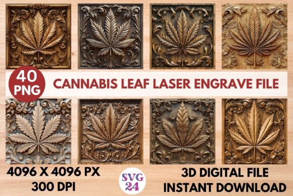 Cannabis Leaf Laser Engrave File