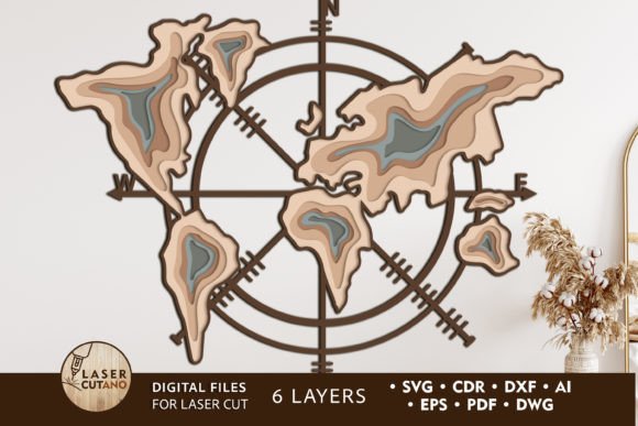 Compass Map Laser Cutting Wood Project: A Creative Way to Display the World