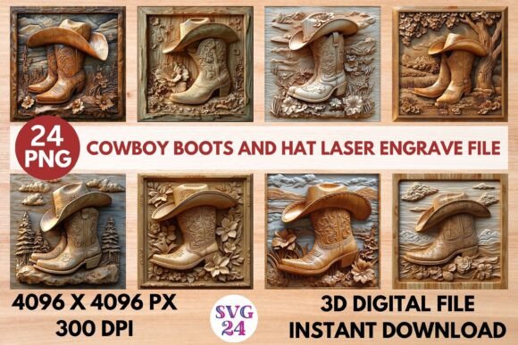 Cowboy Boots and Hat Laser Engrave File: A Creative Tool for Modern Designers