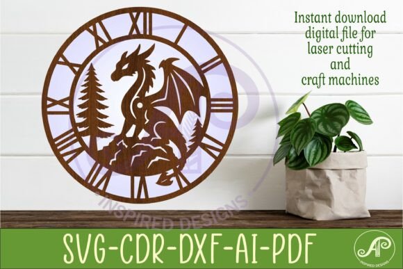 Dragon Wall Clock SVG for Laser Cutting: A Versatile Design for Creative Projects