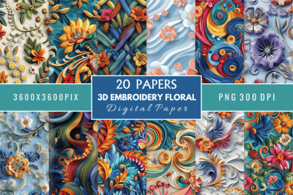 Enhance Your Creative Workflow with the Embroidery Floral Digital Paper Bundle