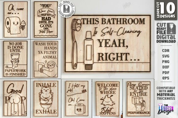 Funny Bathroom Wall Art Laser Cut Bundle: A Creative Way to Add Humor and Style