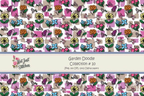 Garden Doodles Collection 10: Vibrant Digital Papers for Creative Projects
