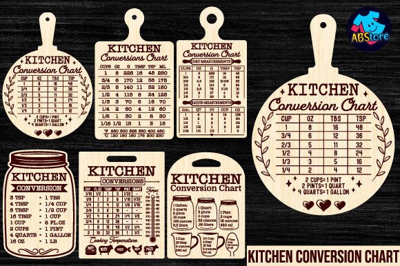 Kitchen Conversions Chart Laser Cut