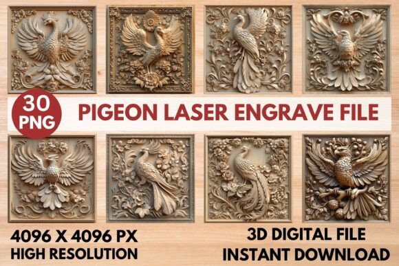 Pigeon Laser Engrave File: High-Resolution PNG for Professional Projects