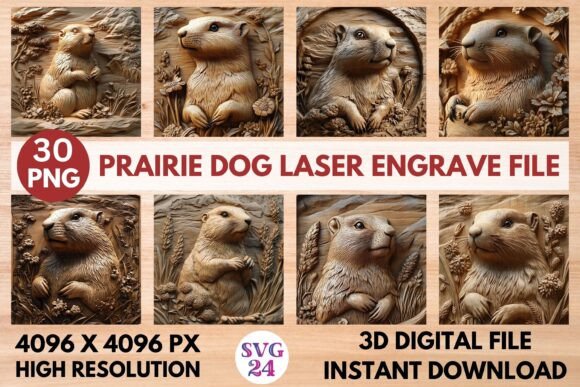 Prairie Dog Laser Engrave File: Premium 3D Design for Makers