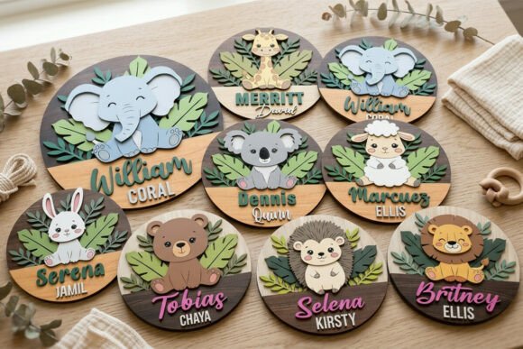 Transform Your Creative Projects with Safari Animal Baby Name Sign Laser Cut