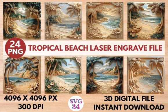 Tropical Beach Laser Engrave File – Creative Design Possibilities
