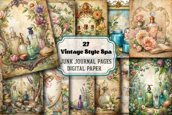 Vintage Style Spa Junk Journal Pages