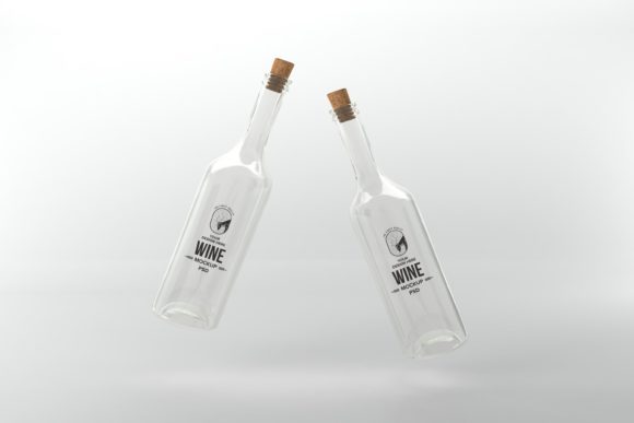 Wine Two Glass Bottle Mockup for Realistic Branding